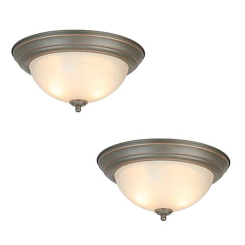 Hampton Bay 11 inch Integrated LED Brushed Nickel Flushmount Ceiling