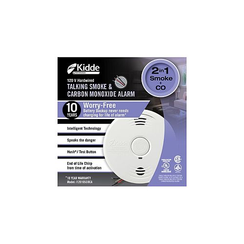 Worry-Free Hardwire Smoke and Carbon Monoxide Alarm with 10-year Sealed Battery Backup