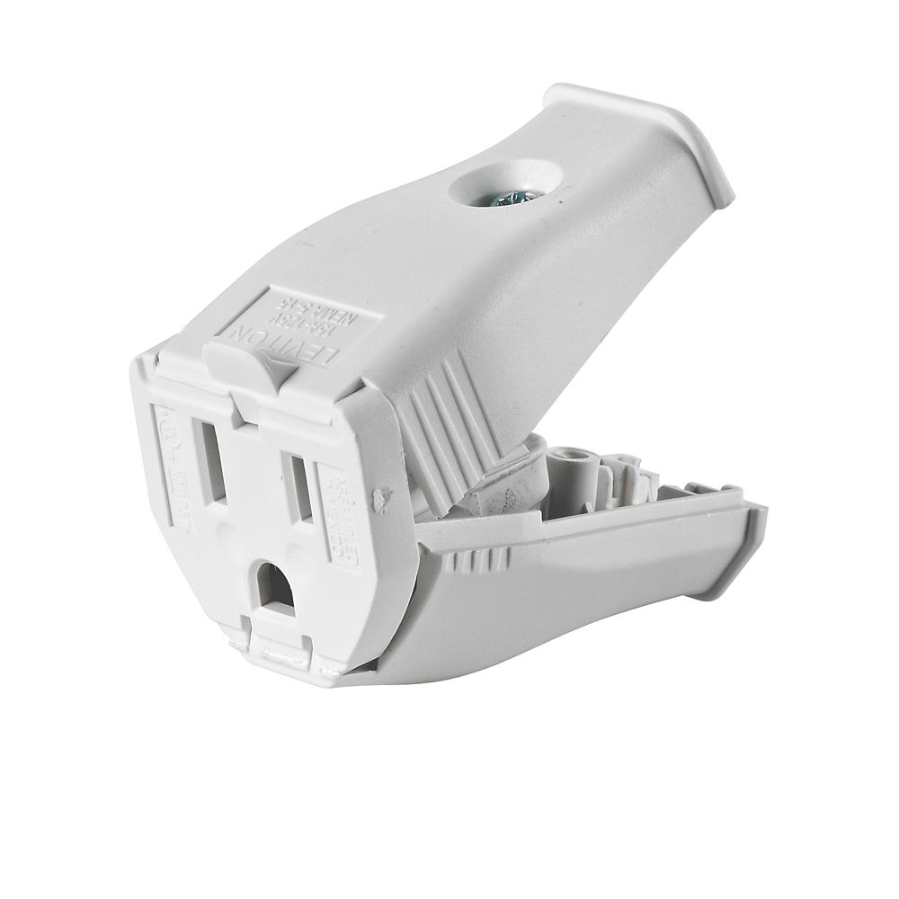 Leviton 2-Pole, 3 Wire Grounding Outlet. Clamptite Hinged Design 15a ...