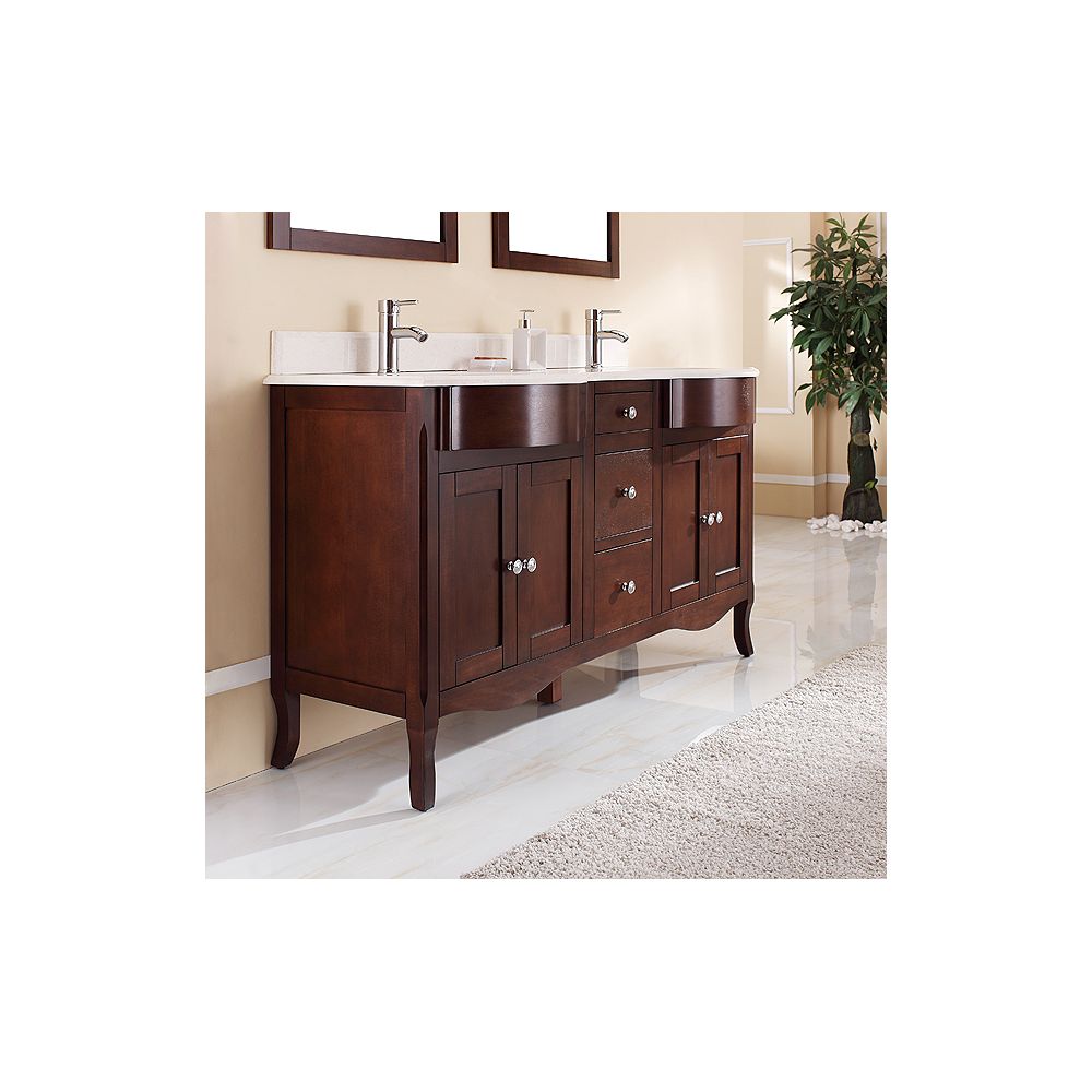 Tidal Bath Canada Bella 32inch W Vanity in Brown, Double Basins The