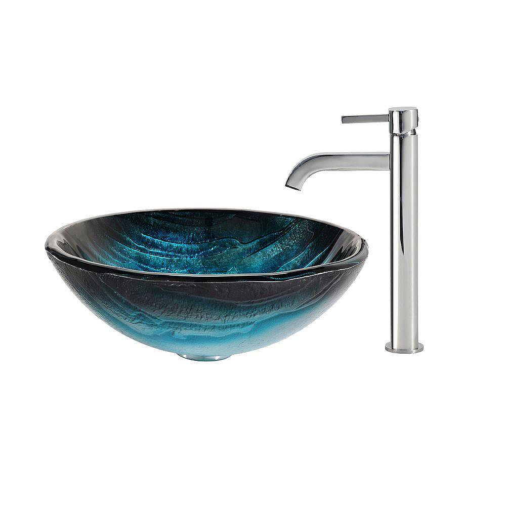 Kraus Ladon 17 Inch X 125 Inch X 17 Inch 1 Hole Circular Glass Bathroom Sink With Ramus F The Home Depot Canada