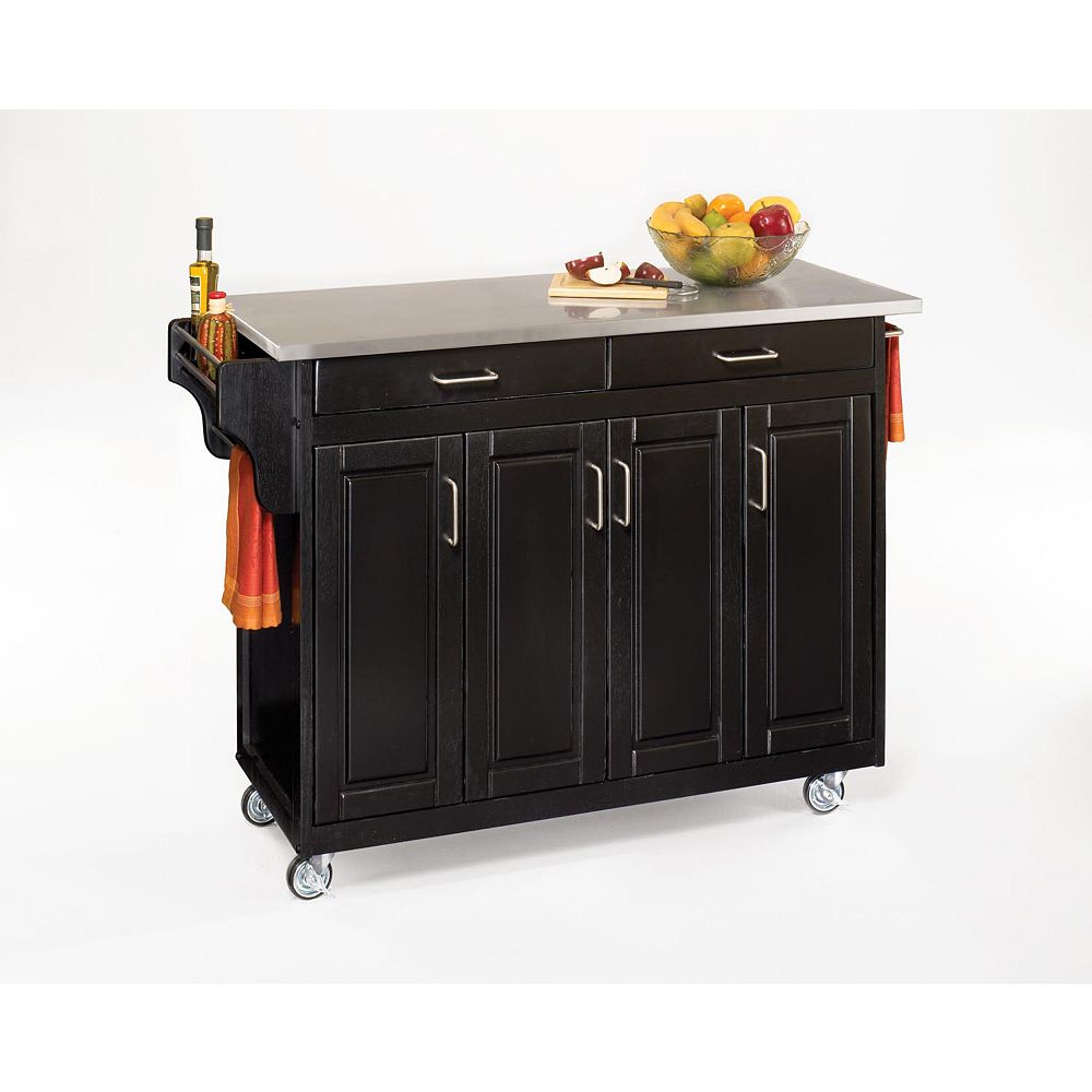 Home Styles Create A Cart Black Kitchen Cart With Stainless Top The Home Depot Canada