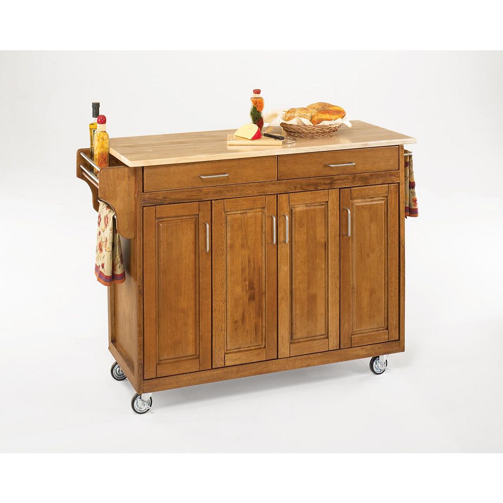 Home Styles Create-a-Cart Warm Oak Kitchen Cart With Natural Wood Top ...