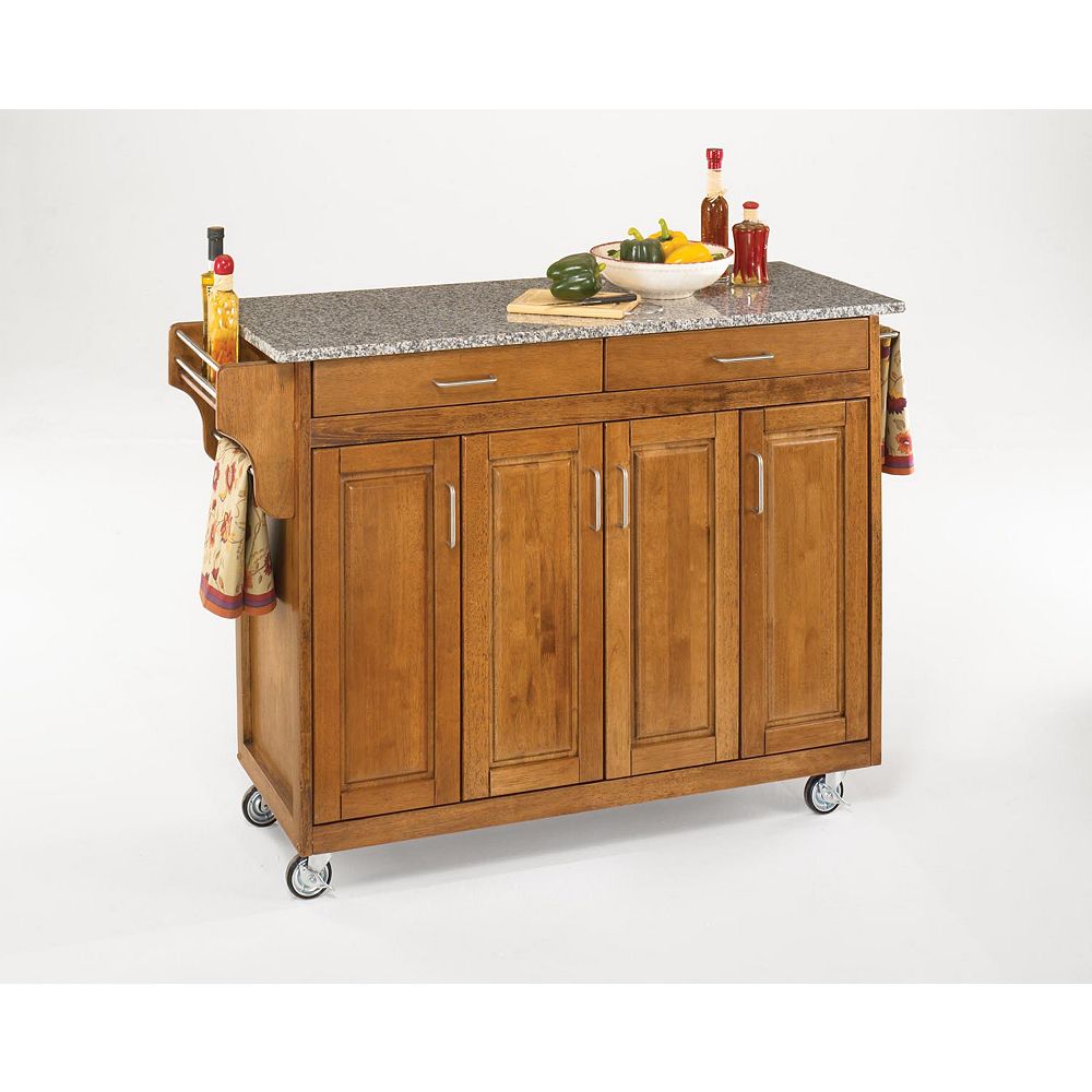 Home Styles CreateaCart Warm Oak Kitchen Cart With Salt and Pepper