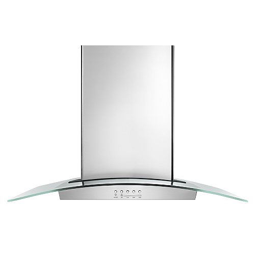36-inch Modern Glass Wall Mount Range Hood in Stainless Steel