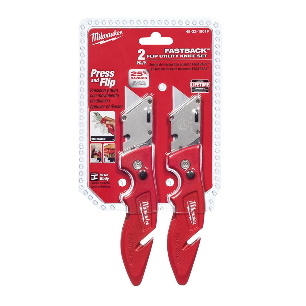Milwaukee Tool FASTBACK Smooth Folding Pocket Utility Knife Set (2Tool) The Home Depot Canada