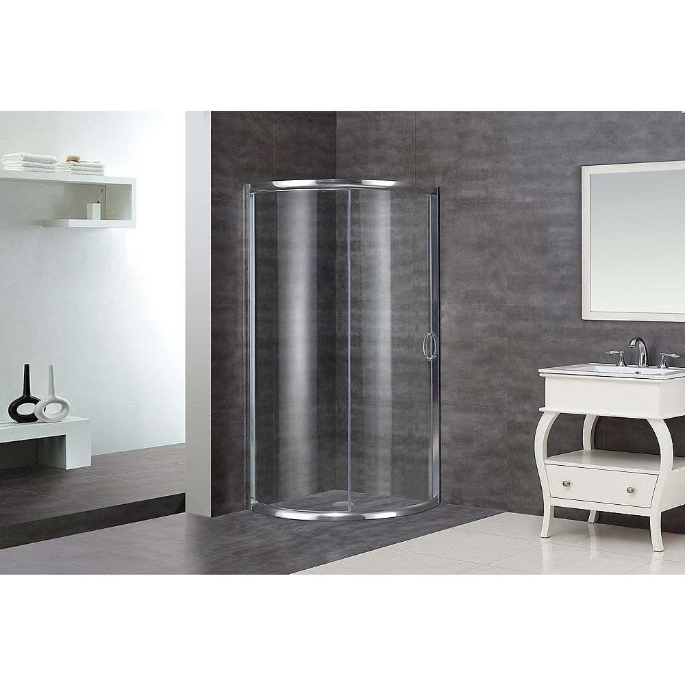 Aston 36Inch x 36Inch x 75Inch Round Bypass SemiFrameless Shower