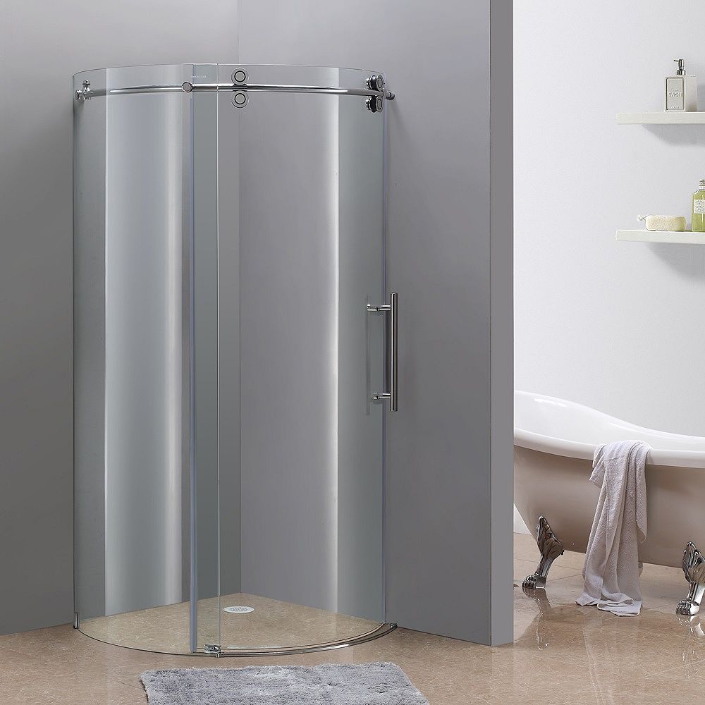 Aston Orbitus 36Inch x 36Inch x 75Inch Frameless Round Shower Stall