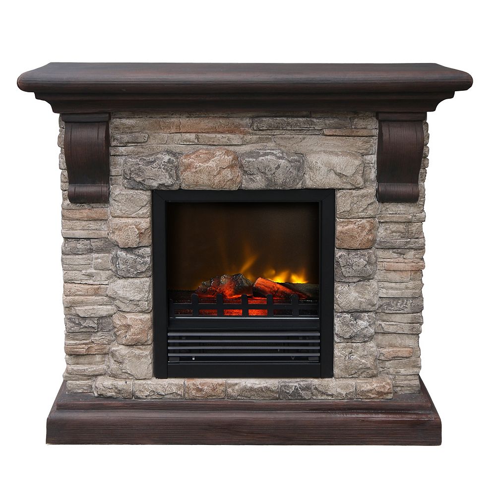 Paramount Cypress Faux Stone Electric Fireplace The Home Depot Canada