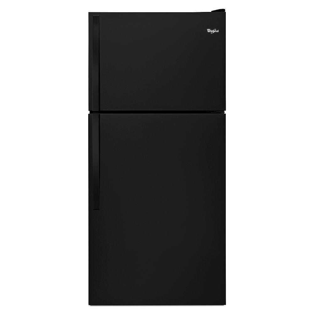 Whirlpool 30 Inch W 18 2 Cu Ft Top Freezer Refrigerator In Black The Home Depot Canada
