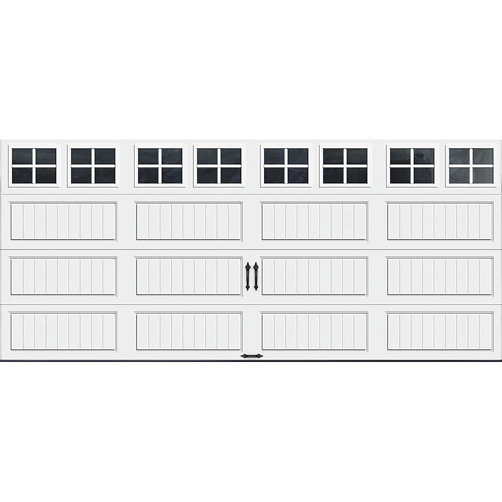 Clopay Gallery Collection 16 Ft X 7 Intellicore Insulated White Garage Door With Sq22 The Home Depot Canada Intellicore Insulated White Garage Door, How To Remove Clopay Garage Door Window Inserts