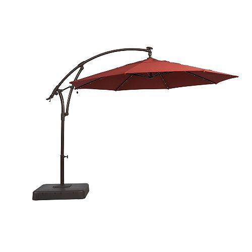 Hampton Bay 11 Ft Solar Offset Patio Umbrella In Cafe The Home Depot Canada