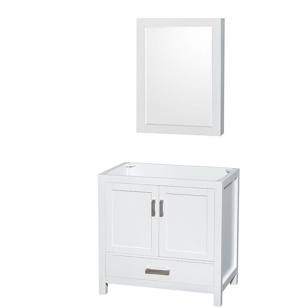 Wyndham Collection Sheffield 35 Inch Vanity Cabinet With Medicine In White The Home Depot Canada Wyndham Collection Sheffield 35 Inch, 35 Inch Vanity Cabinet
