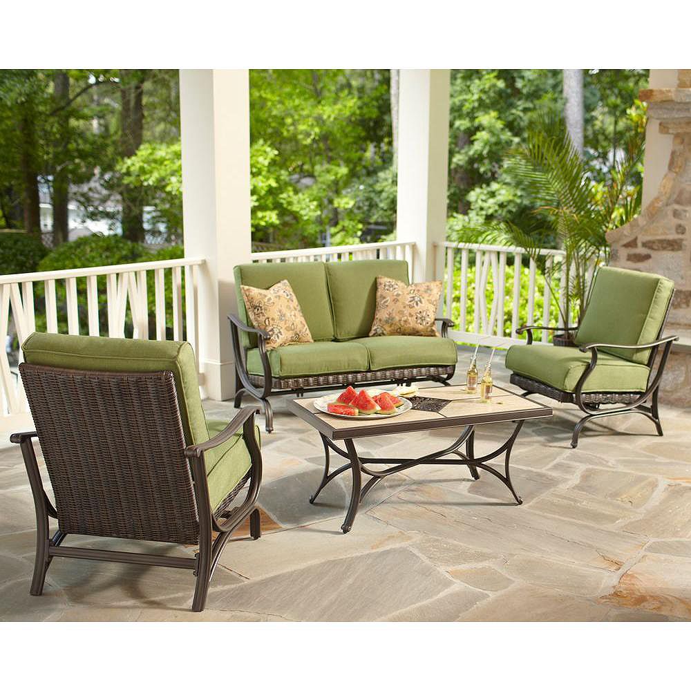 Hampton Bay Pembrey 4Piece Outdoor Conversation Set The Home Depot