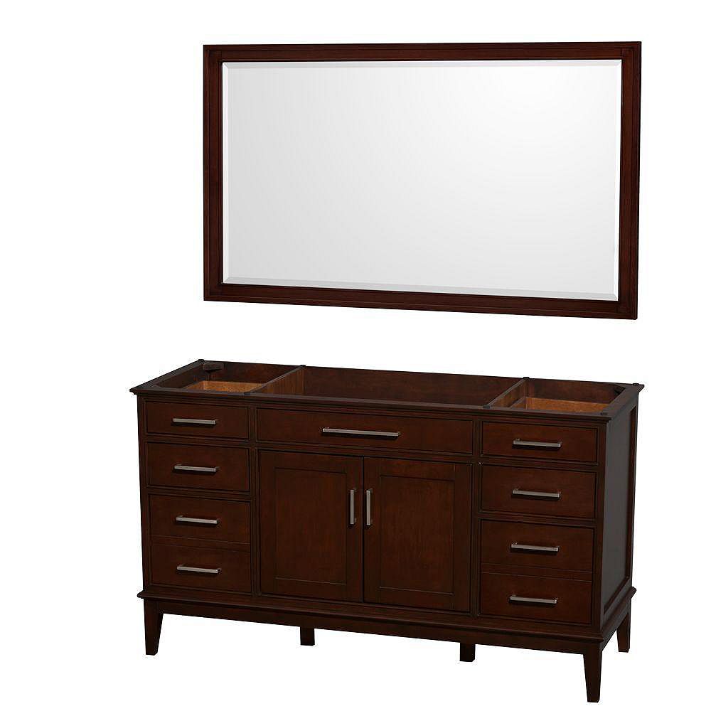 Wyndham Collection Hatton 59 Inch Vanity Cabinet With Mirror In Dark Chestnut The Home Depot Canada