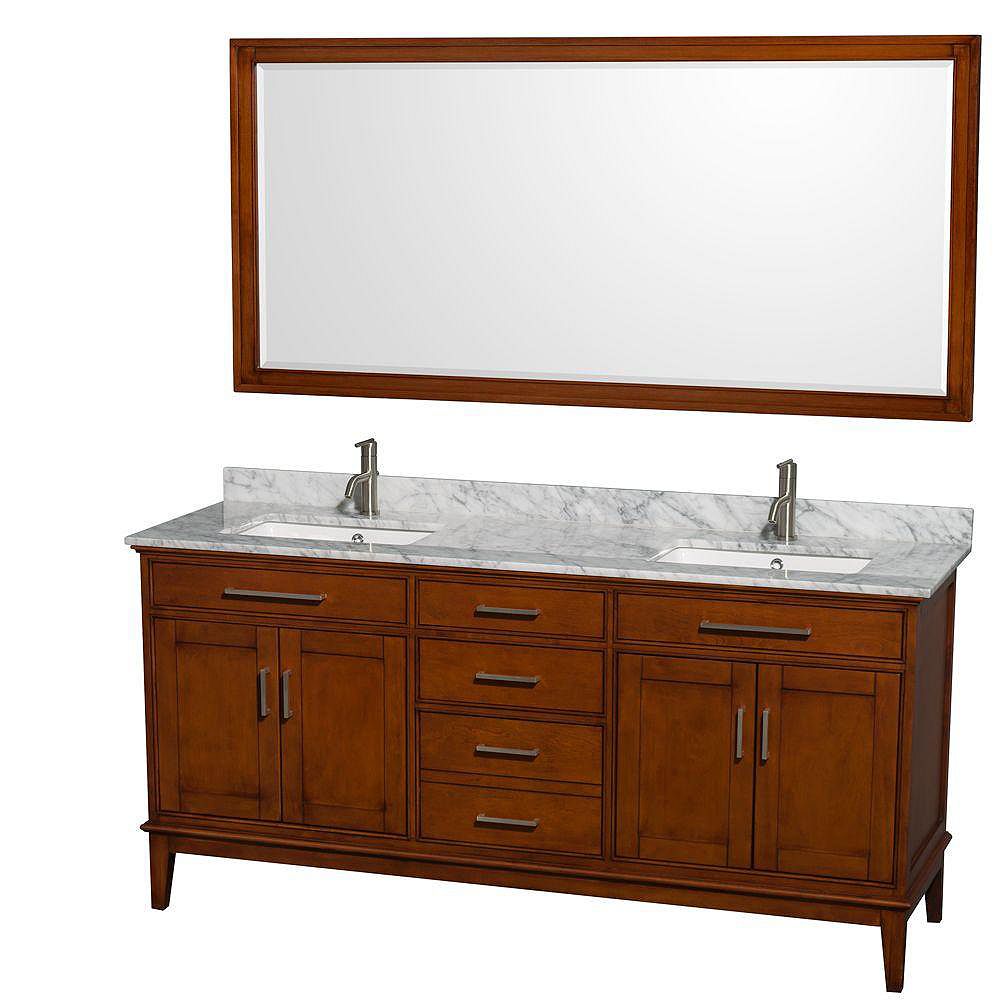 Wyndham Collection Hatton 72inch W 3Drawer 4Door Vanity in Brown