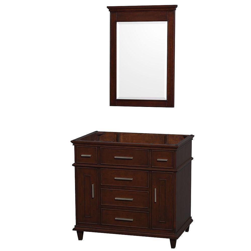 Wyndham Collection Berkeley 36inch Vanity with Mirror in Dark Chestnut The Home Depot