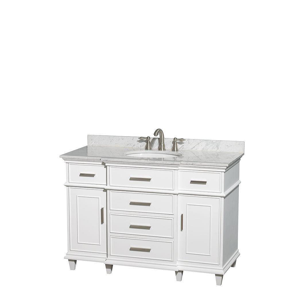 Wyndham Collection Berkeley 48 Inch W Vanity In White With Marble Top In Carrara White And The Home Depot Canada