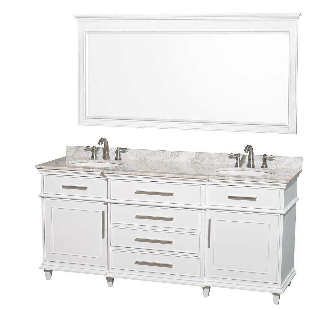 Wyndham Collection Berkeley 72inch W 4Drawer 2Door Vanity in White