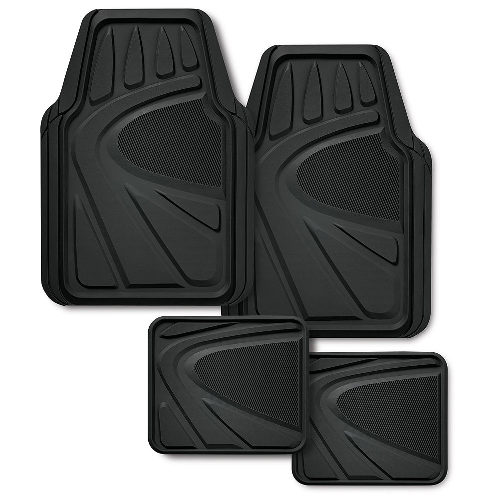 Kraco Premium Rubber Floor Mat Set 4 Piece Black The Home Depot Canada 5264