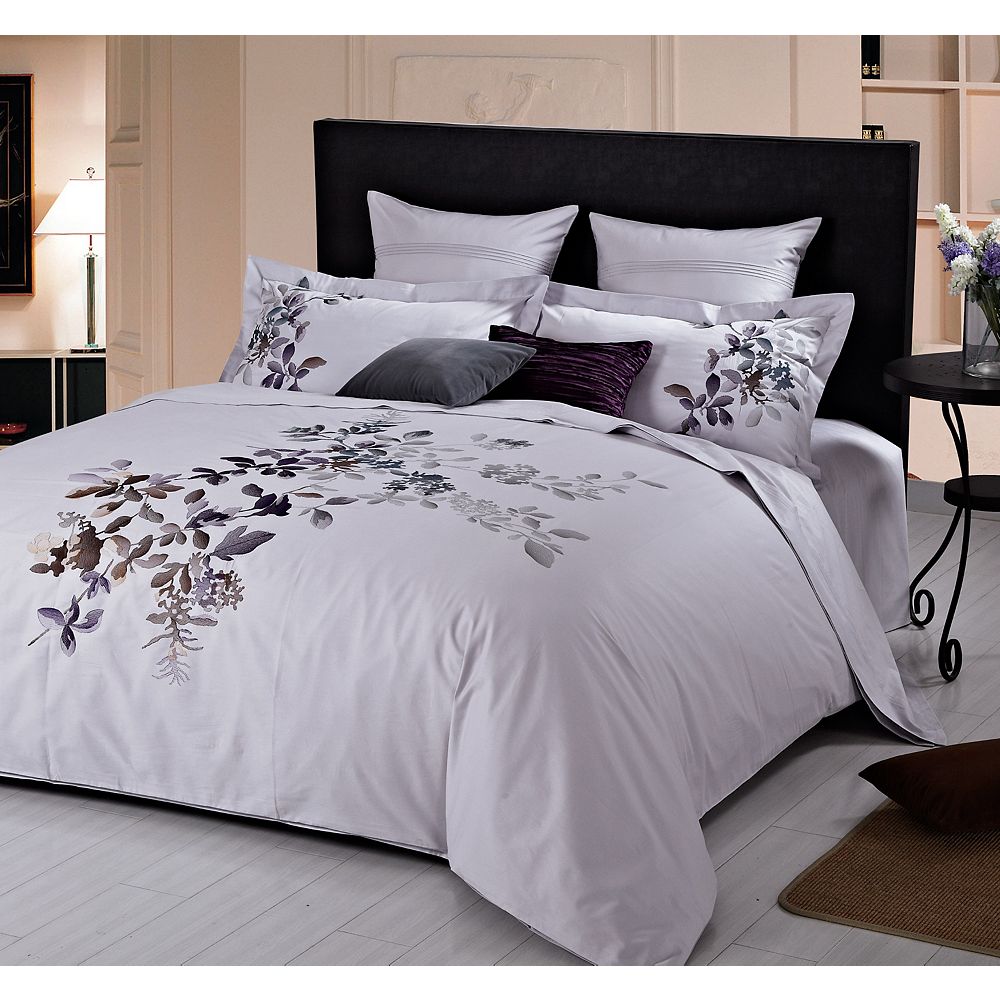 Maholi Indigo Orchid Embroidered Duvet, Queen Size Duvet Cover Sets Canada