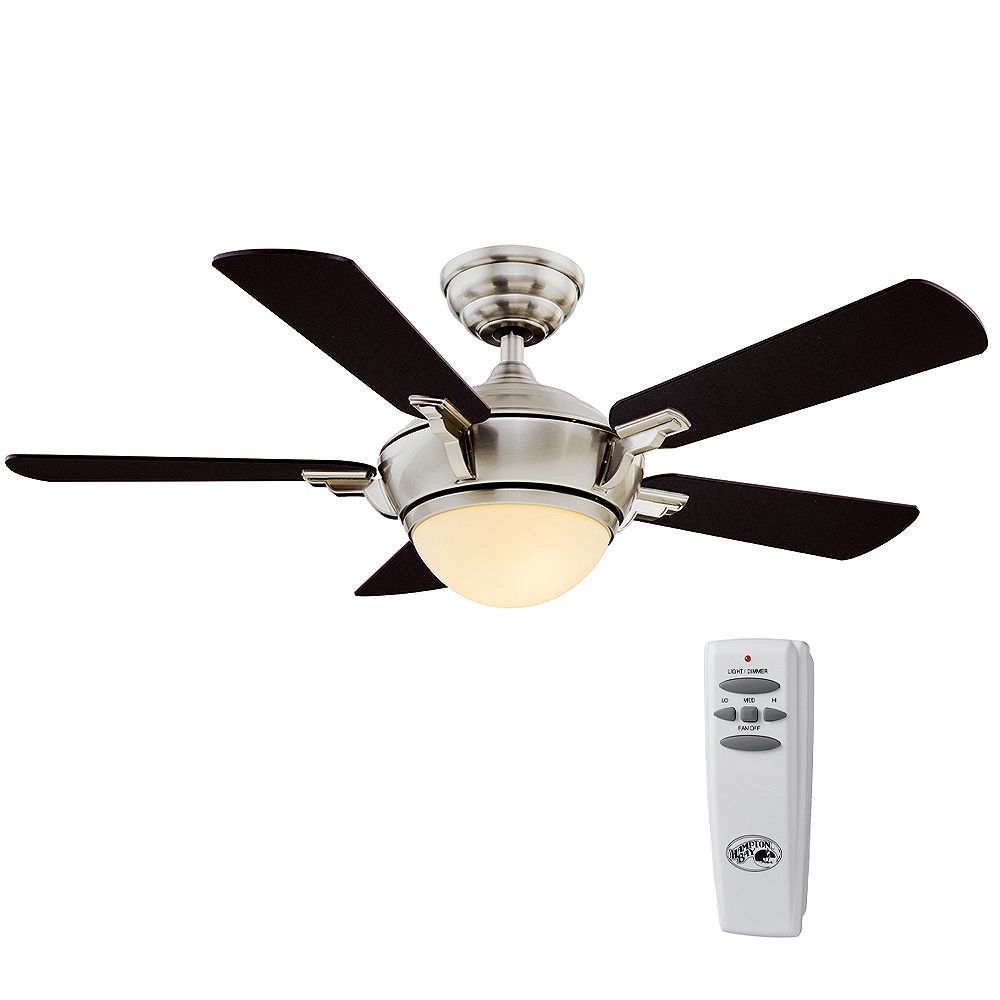 Hampton Bay Midili 44 Inch Indoor Brushed Nickel Ceiling Fan With Led Light And Remote Con The Home Depot Canada