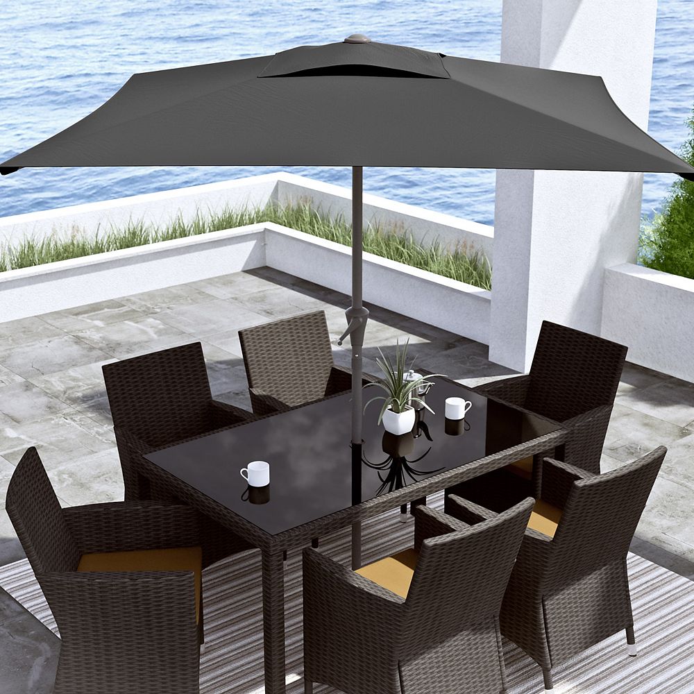 Corliving 9 ft. Square Tilting Black Patio Umbrella The Home Depot Canada