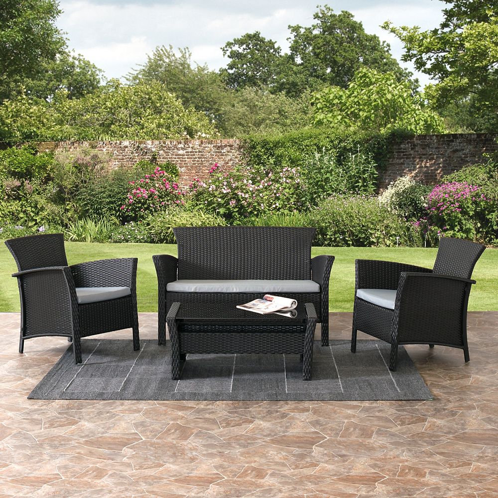 Corliving PCS506K Cascade Ensemble de patio 4 pièces en résine