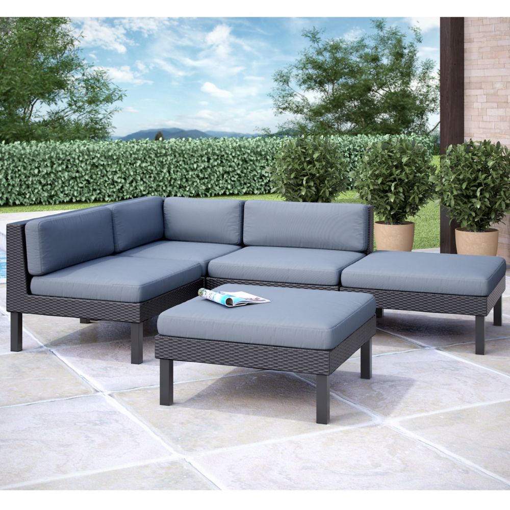 Corliving Oakland 5 Piece Patio Sectional Set With Chaise Lounge The   P 1000817323 