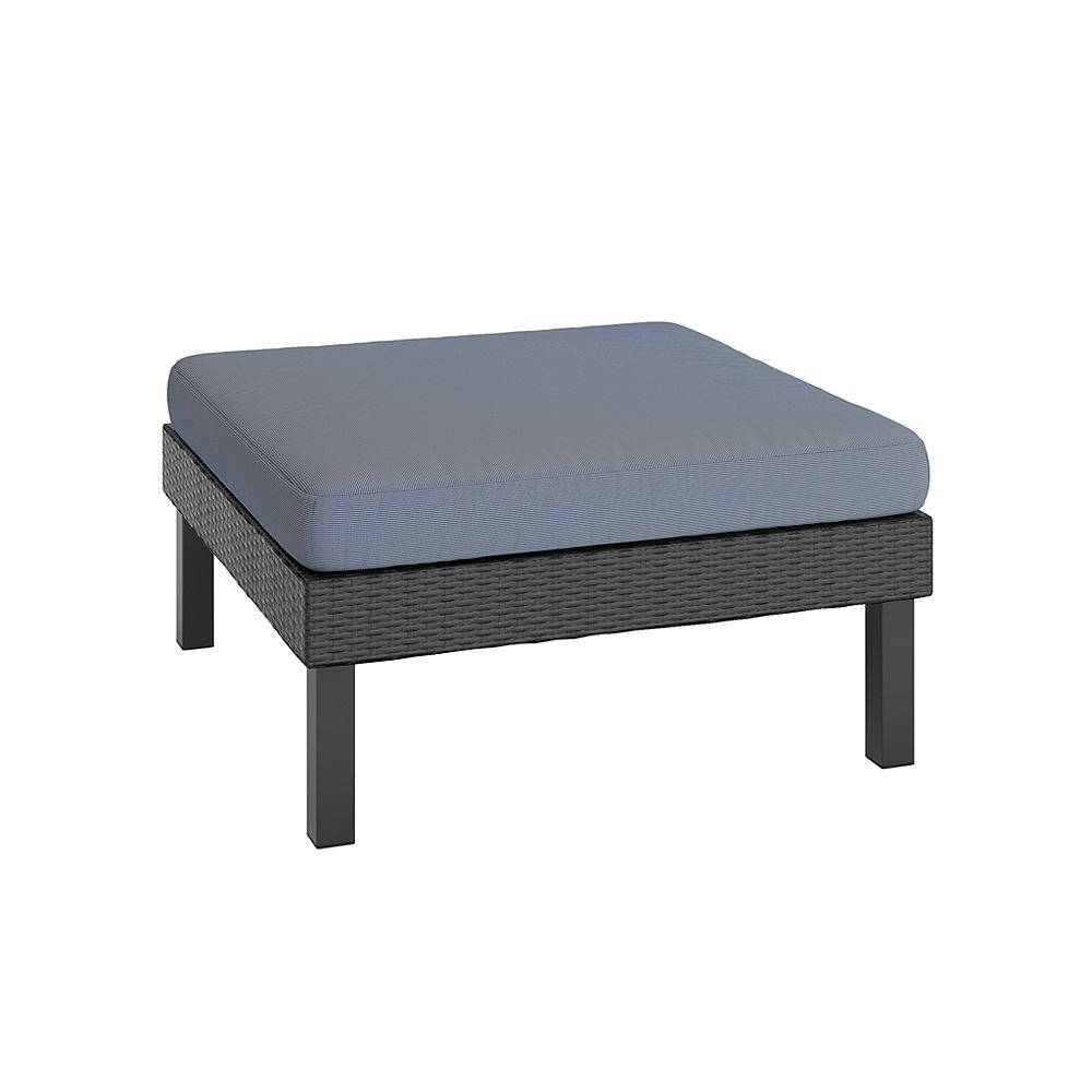 Corliving Oakland Patio Ottoman In Textured Black Weave The Home