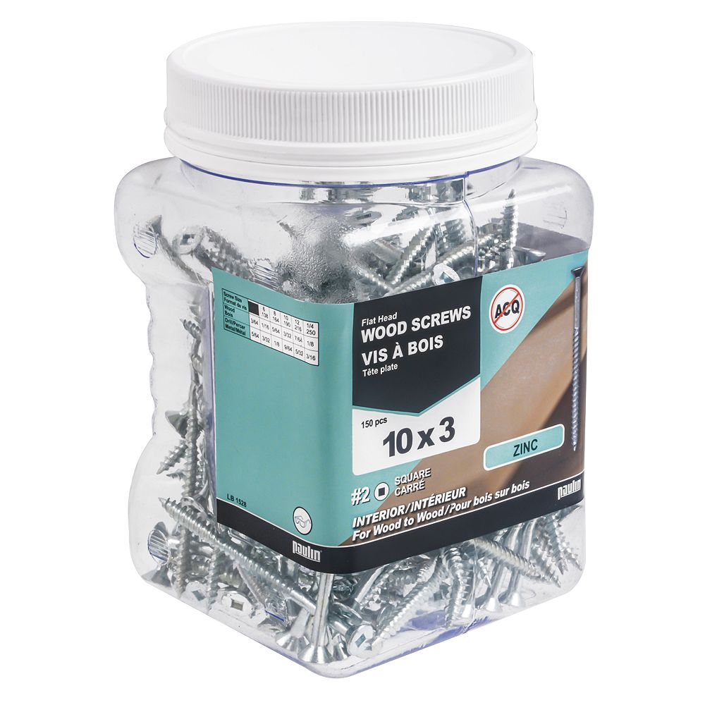 Paulin 10 x 3inch Flat Head Square Drive Wood Screws Zinc Plated