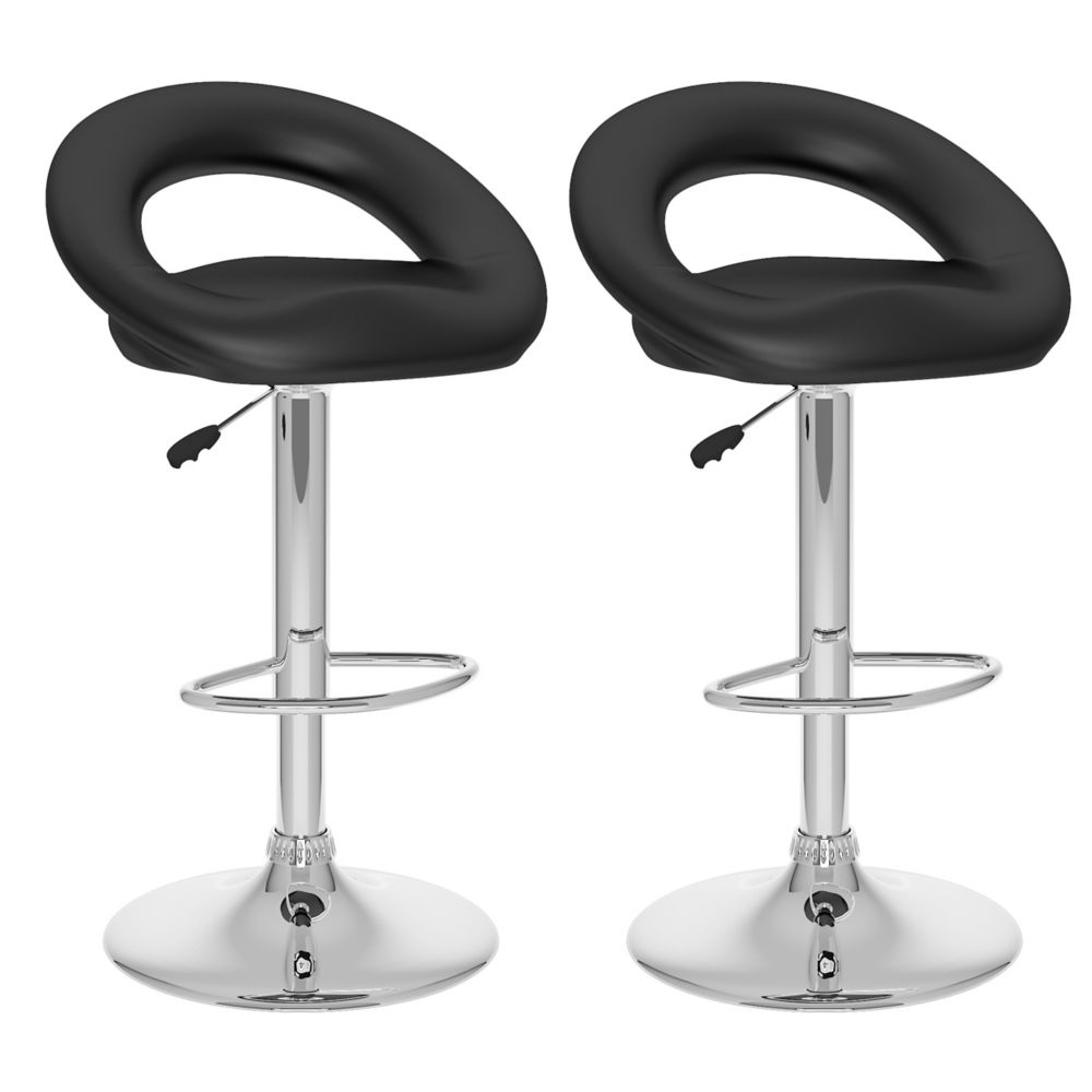 Corliving B 507 UPD Metal Chrome Low Back Armless Bar Stool With Black ...