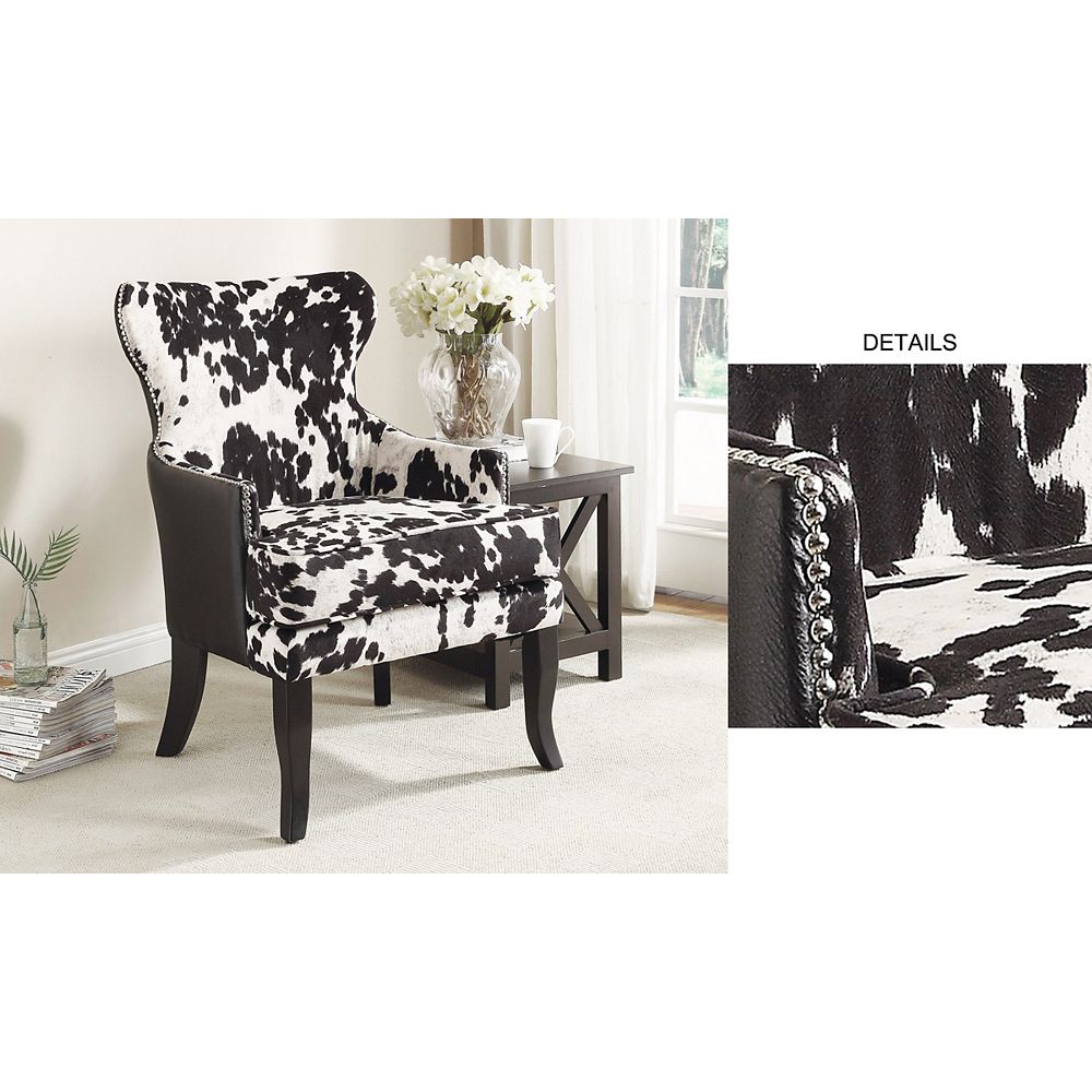 Worldwide Homefurnishings Inc Angus Rustic Wingback Faux Leather Accent Chair In Black Wi The Home Depot Canada