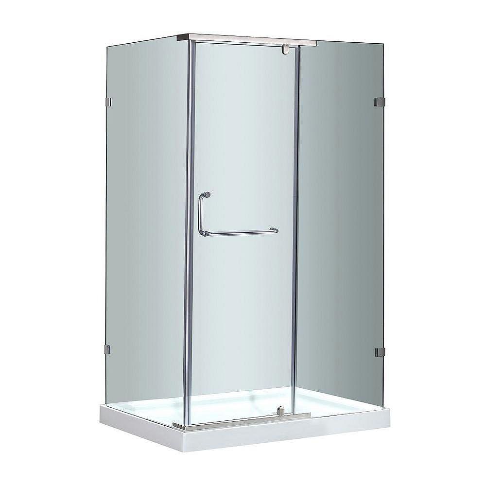 Aston 48Inch x 35Inch x 77 1/2Inch SemiFrameless Shower Stall in Stainless Steel The Home