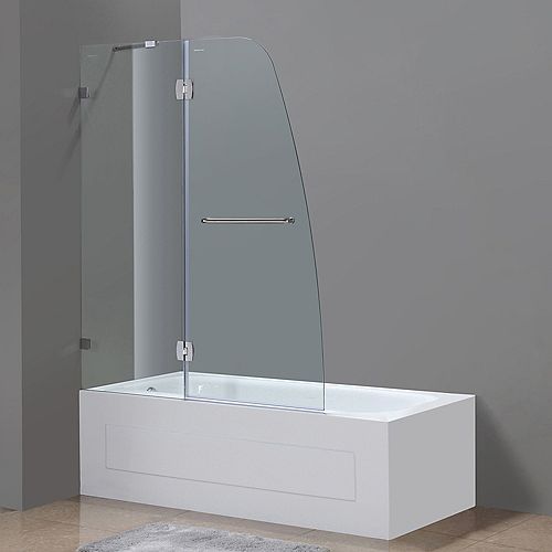 Soleil 48-inch x 58-inch Frameless Pivot Tub/Shower Door in Stainless Steel