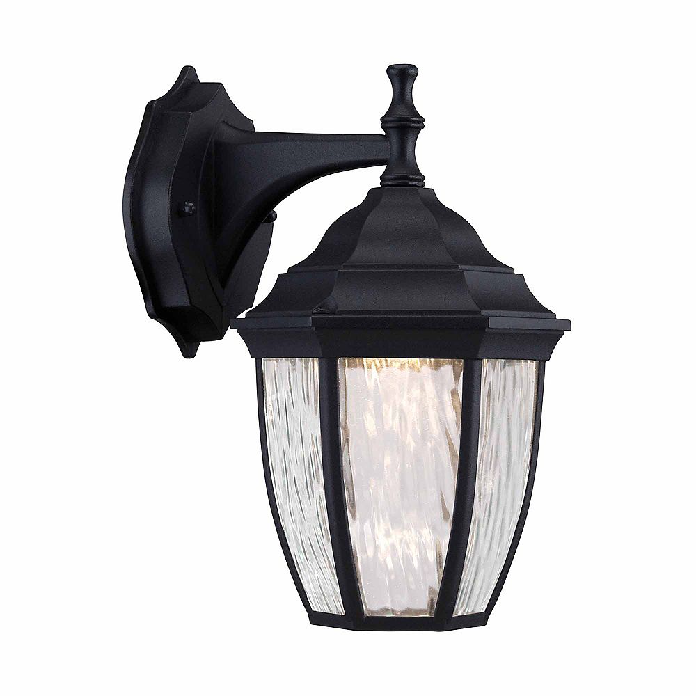 Hampton Bay 1 Light Black Integrated Led Outdoor Wall Lantern With Water Glass Energy St The Home Depot Canada Hampton Bay 1 Light Black Integrated, Outdoor Lighting Home Depot Canada