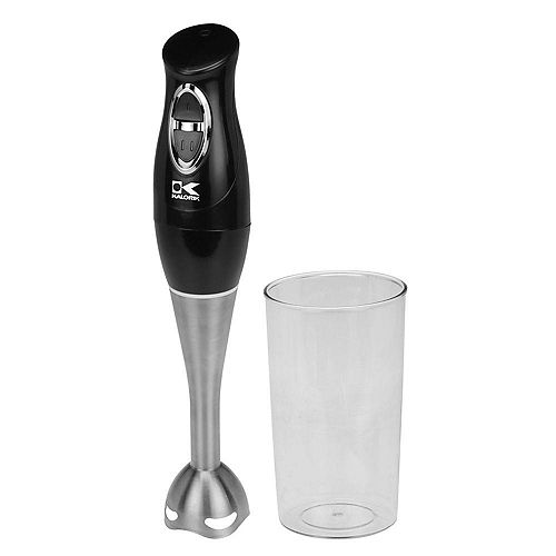 Immersion Blender and Mixing Cup in Black and Stainless Steel