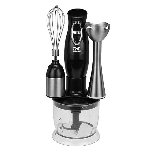 Combo Mixer with Mixing Cup, Chopper and Whisk in Black