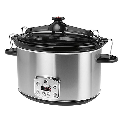 8L Digital Slow Cooker with Locking Lid in Stainless Steel