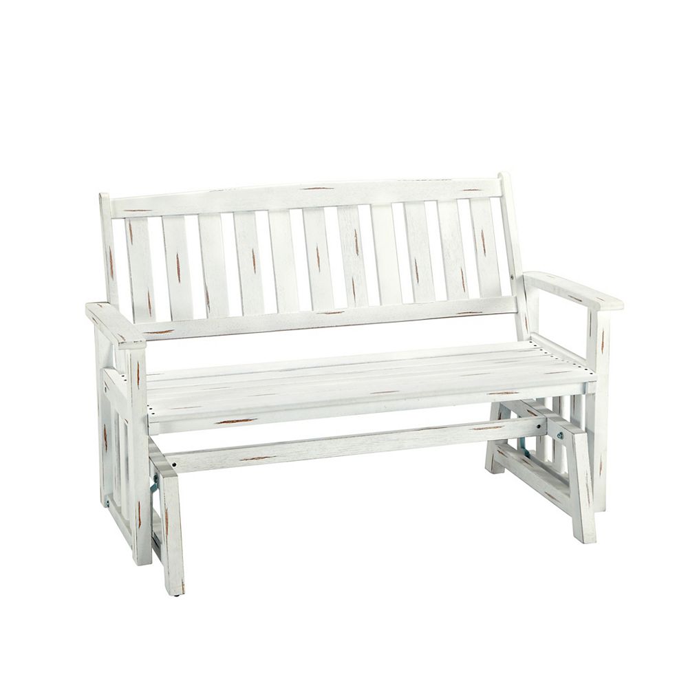 Bali Hai Outdoor Glider Bench Washed White Finish The Home Depot Canada
