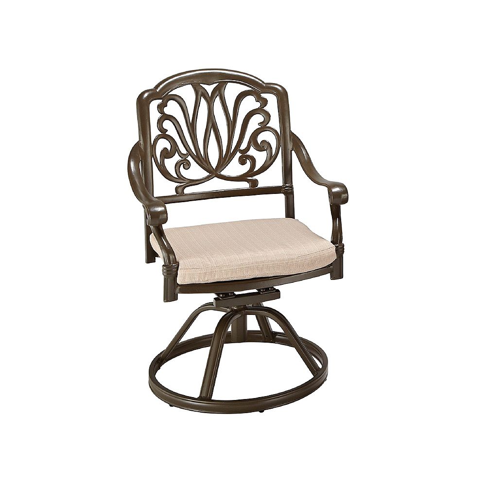 Floral Blossom Patio Swivel Chair in Taupe | The Home Depot Canada