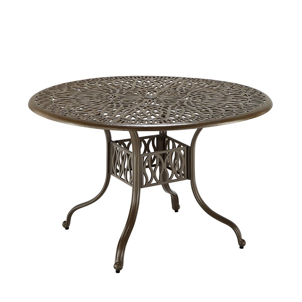 Floral Blossom 42 Inch Round Patio Dining Table In Taupe The Home Depot Canada