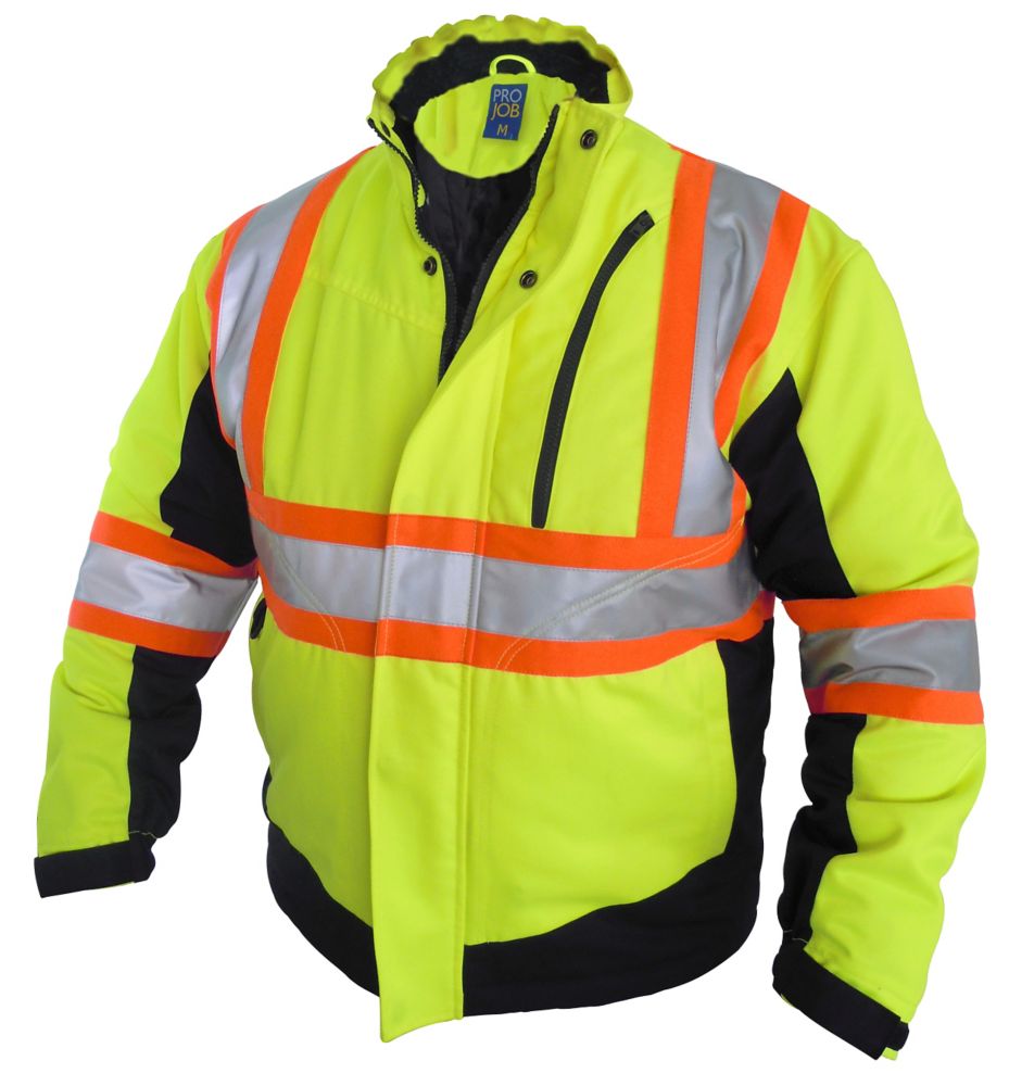 Projob Swedish Workwear CSA High Visibility Winter Lined Work Jacket Yellow S The Home