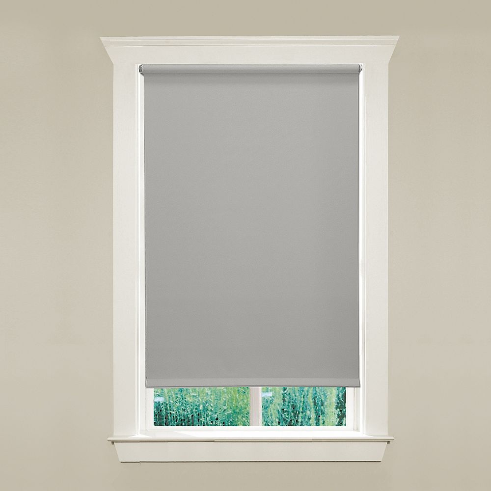 Hampton Bay 55 in x 78in 8mil Grey Vinyl Roller Shades The Home Depot Canada