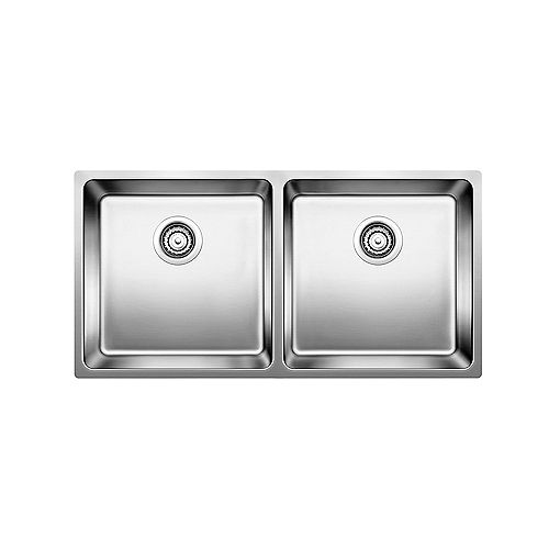 Blanco ANDANO U 2, Equal Double Bowl Undermount Kitchen Sink, Stainless Steel