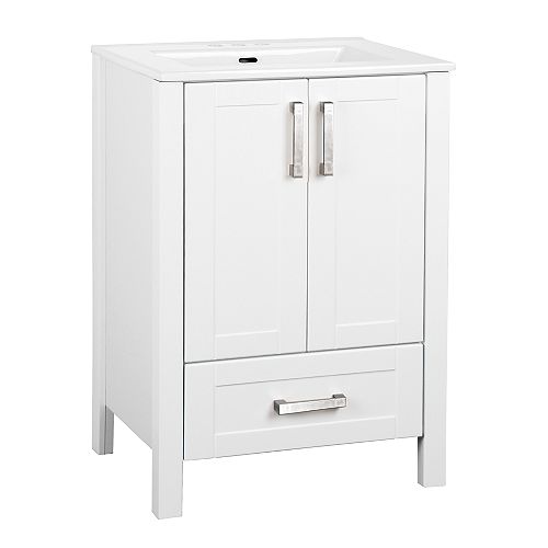 Delchester 23.6-inch W Vanity Bathroom Cabinet in White