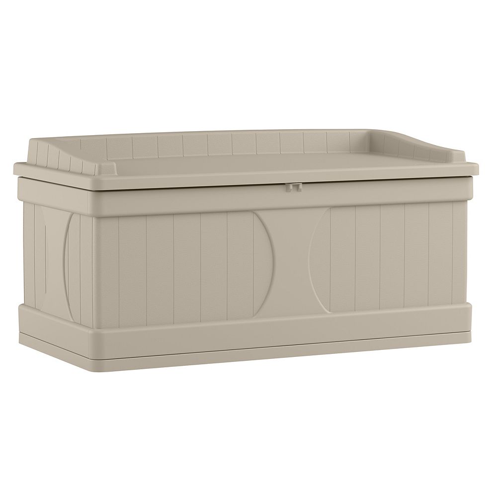suncast 13 cu ft resin wicker outdoor cabinet deck box