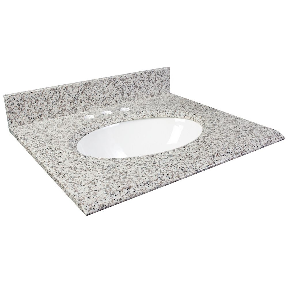 Foremost 25Inch W x 22Inch D Granite Vanity Top in White Ash The Home Depot Canada