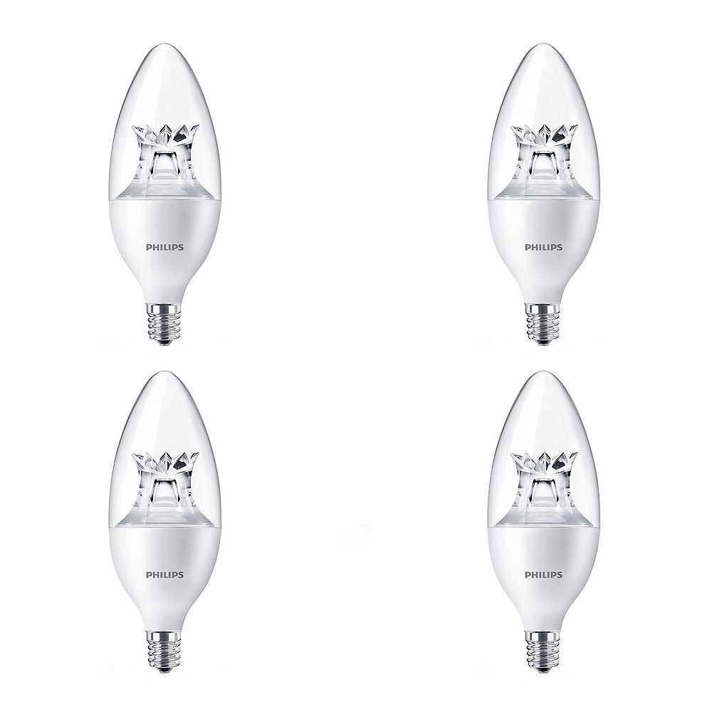 Philips LED 4.5W = 40W Chandelier Candelabra Base Soft White (2700K ...