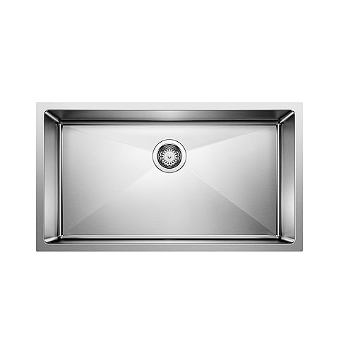 Quatrus R15 U Super Single Undermount Large Single Bowl Kitchen Sink in Stainless Steel